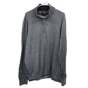 Banana Republic Luxe Grey Mock Neck Men's 1/4 Zip Pullover Sweater Large